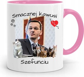Rózsaszín Politikai Bögre Mateusz Morawiecki Miniszterelnök fényképes nyomtatással