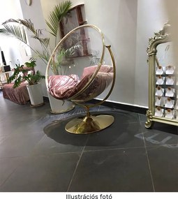 Függő fotel állvánnyal, átlátszó/arany/szürke, BUBBLE NEW TYP 2