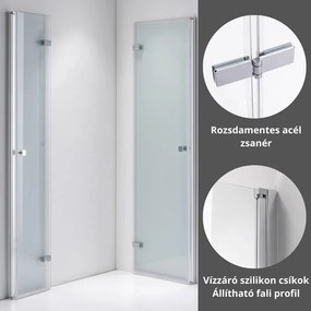 Stuxi Verona Duo 70x90 aszimmetrikus két csuklóajtós zuhanykabin 6 mm vízlepergető üveggel, króm