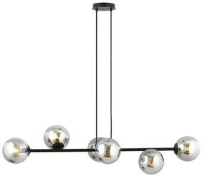 Csillár zsinóron ROSSI 6xE14/10W/230V fekete/szürke