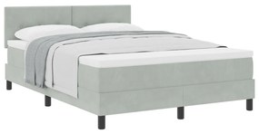 Boxspring Ágy Matracból Világosszürke 140x200 cm Bársony