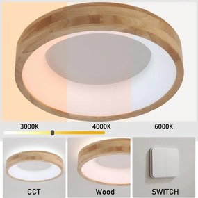 Brilagi-LED FALCON WOOD mennyezeti lámpa LED/30W/230V 3000/4000/6000K 45 cm, fa kivitel