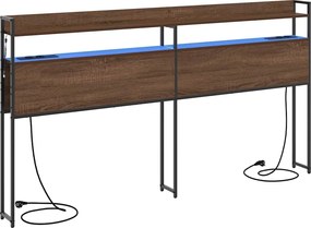 vidaXL Tároló fejtámla polcokkal tárolóval barna tölgy 200 cm Faanyag