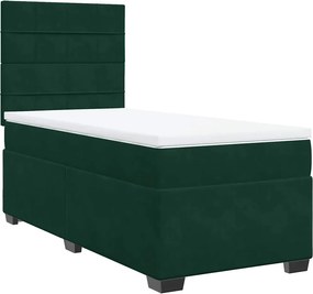 vidaXL sötétzöld bársony rugós ágy matraccal 80 x 200 cm