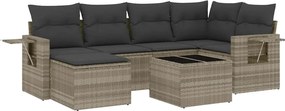 vidaXL 7 részes világosszürke polyrattan kerti ülőgarnitúra párnákkal
