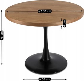 Étkezőasztal 100 cm méretben, arany tölgy/fekete színben LINO