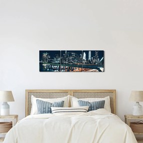 Egy éjszakai város képe (órával) (90x30 cm)