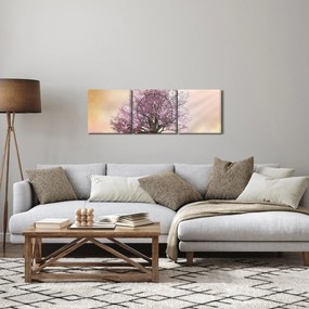 Virágzó fa képe egy domb tetején (órával) (90x30 cm)