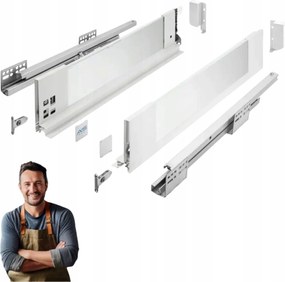 Fiók Gtv Axis Pro Glass 450 mm közepes H-120 oldal üveggel, fehér