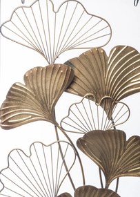Arany áttört ginkgo biloba levélcsokor fekete fém faldekoráció 100x50x3cm