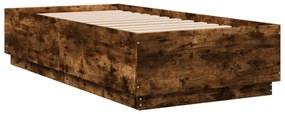 füstös tölgy színű szerelt fa ágykeret LED-del 90 x 190 cm