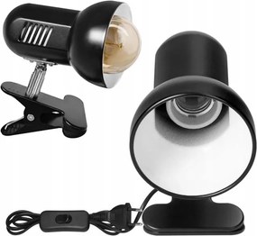 Asztali olvasólámpa csiptetős Canard 15W nagy menetes E27 fekete 1,2m