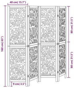 4 paneles fekete tömör császárfa térelválasztó