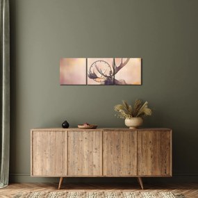 Kép - jávorszarvas az őszi levelekben (órával) (90x30 cm)