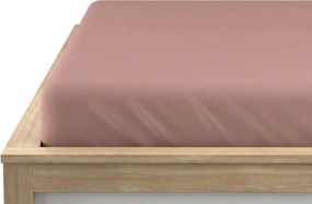 Rózsaszín-barna jersey gumis lepedő 90 x 200 cm