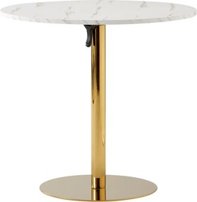 Étkezőasztal, világos márvány/gold króm - arany, átmérő 80 cm, LAMONT