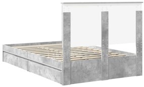 vidaXL Tárolós Ágy fejtámlával Beton Szürke 135 x 190 cm Faanyag