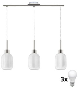 LED csillár zsinóron HARMA 3xE27/60W/230V matt króm/fehér