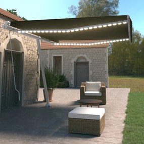 antracitszürke kézzel kihúzható LED-es napellenző 400 x 350 cm
