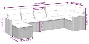 7 részes bézs polyrattan kerti ülőgarnitúra párnákkal