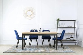 Étkezőgarnitúra 4 db. Sötétkék Rio székkel. Bővíthető asztal HUGO 160-230 cm