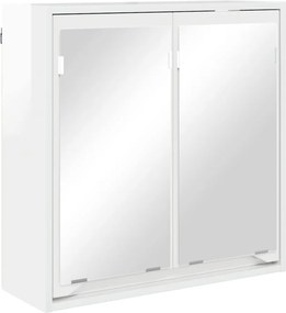 vidaXL Fürdőszobai tükörszekrény Magas Fényű Fehér 60 x 20 x 60 cm