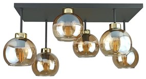 Felületre szerelhető csillár  NESSA 6xE27/60W/230V fekete/arany/füstös bézs