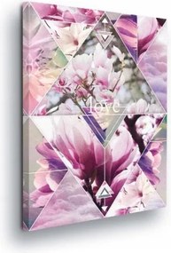 Vászonkép 40x60 Magnólia virágok geometria absztrakt modern rózsaszín