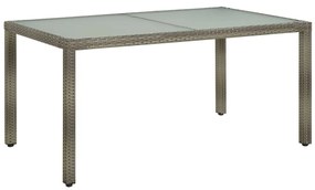 vidaXL szürke polyrattan és edzett üveg kerti asztal 150 x 90 x 75 cm