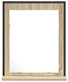 Fürdőszobai Tükör Polccal Sonoma Tölgy 50x12x60 cm Szerelt Fa