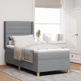 Boxspring Ágy Mattal Világosszürke 90x190 cm Textil