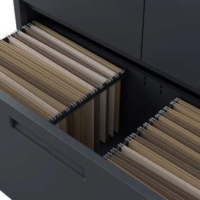 Moduláris többfunkciós fém szekrény magas fiókkal antracit MEGAN 1950 x 900 x 400 mm