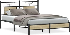 vidaXL sonoma tölgy színű szerelt fa ágykeret matrac nélkül 137x190 cm