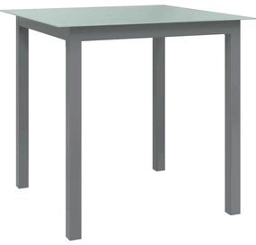 vidaXL világosszürke alumínium és üveg kerti asztal 80 x 80 x 74 cm