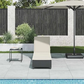 Fekete polyrattan napozóágy párnákkal 55x200x25,5 cm