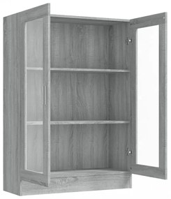 szürke sonoma színű szerelt fa vitrinszekrény 82,5x30,5x115 cm