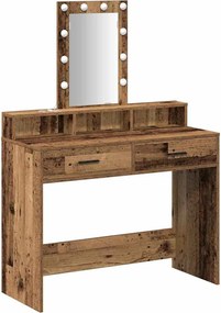 vidaXL Öltözködőasztal tükör lámpákkal Barna 100 x 41 x 140 cm Faanyag