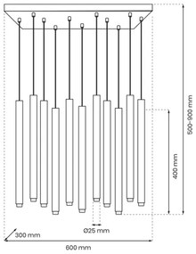 Csillár zsinóron MONZA 11xG9/8W/230V fekete
