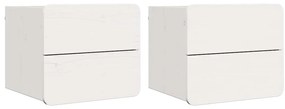 Éjjeli asztal fiókkal 2 pcs Fehér 39 x 34 x 33 cm Tömör fenyőfa