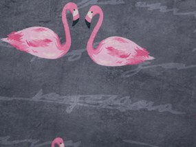 Szürke flamingómintás szőnyeg ⌀ 120 KERTE Beliani