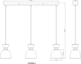 GLOBO 15769W-3 MASSEY Többágú Függesztett Lámpa IP20