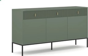 Komód 3 ajtóval és 3 fiókkal smoke green színben fekete elemekkel arany fogantyúkkal – MAGGIORE MA03