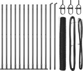 vidaXL Kerítésoszlop Szürke 25 x 0,8 m (36 mm háló) Acél és PVC