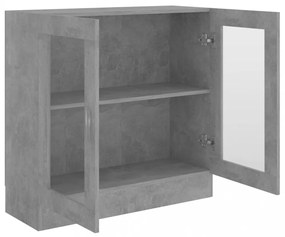 betonszürke szerelt fa vitrinszekrény 82,5 x 30,5 x 80 cm