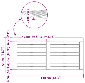 Tíklap 110x55x2,2 cm Négyszögletes Tömör Fa Akác
