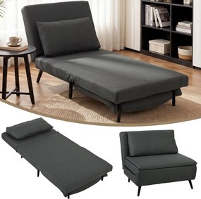 HOMCOM 3-in-1 Sleeper Chair with Bed Function, Foldable Recliner with Adjustable Backrest, Lumbar Pillow, Linen-Look Sofa Bed for Living Room or Bedro
