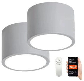 Immax NEO 07143-GR15BD- KÉSZLET 2x LED Mennyezeti lámpa RONDATE 12W/230V Tuya szürke + távirányító
