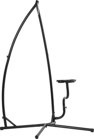 Outsunny Függő Szék Tartó 190 cm Lengő Katalógus Oldaltáblával, Max. 120 kg Fém Szerkezet Teraszra és Kertbe Fekete | Aosom