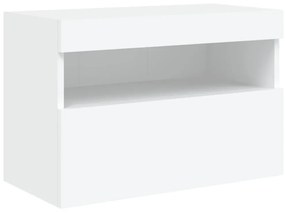 fehér falra szerelhető TV-szekrény LED-lámpákkal 60x30x40 cm