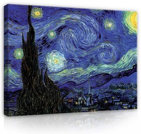 Vászonkép, Van Gogh - Starry Night (Csillagos Éj), 100x75 cm méretben
